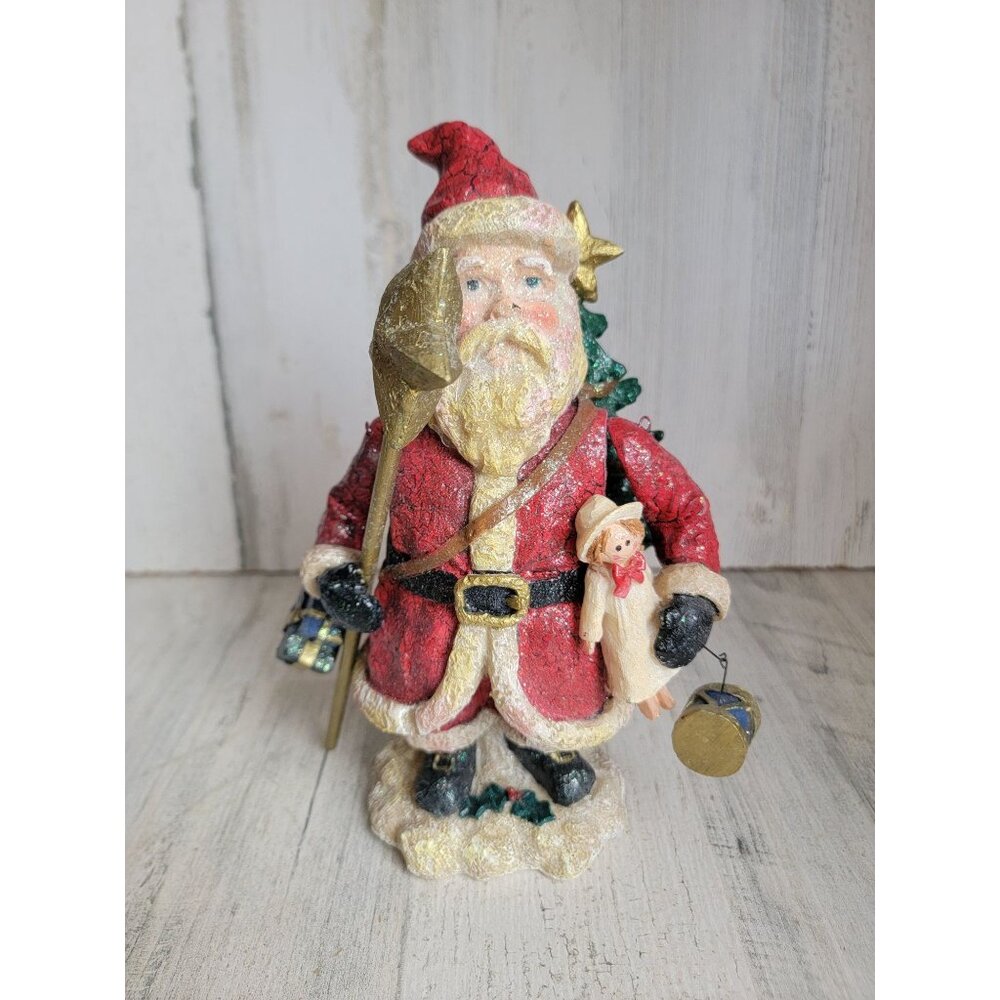 Jointed Rustic Santa Claus wand toy Xmas decor‎